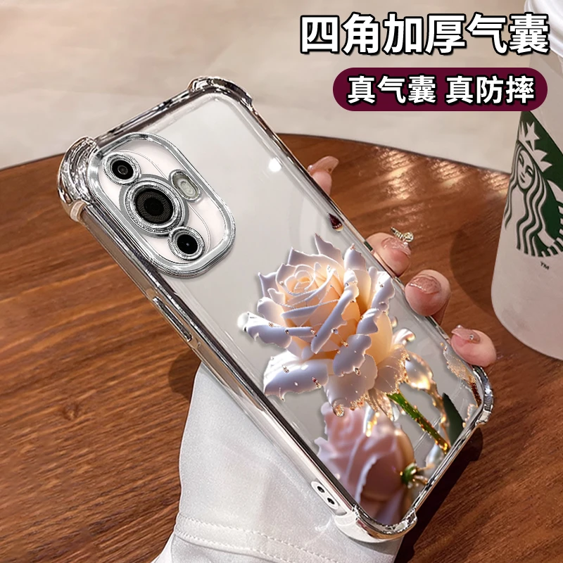 适用于华为NOVA11水晶玫瑰电镀防摔壳创意女手机壳保护套