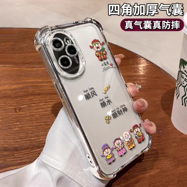 适用于荣耀100pro财神到女款网红高级感寓意保护套电镀防摔壳