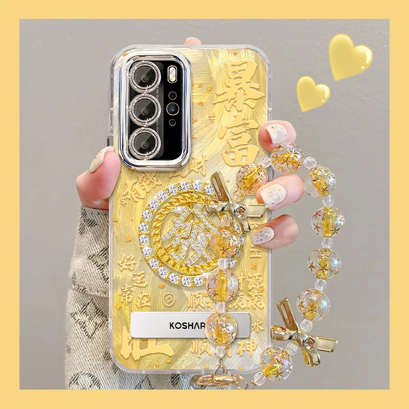 适用于华为P40pro暴富發转盘精孔羽纱壳女手机壳防摔保护