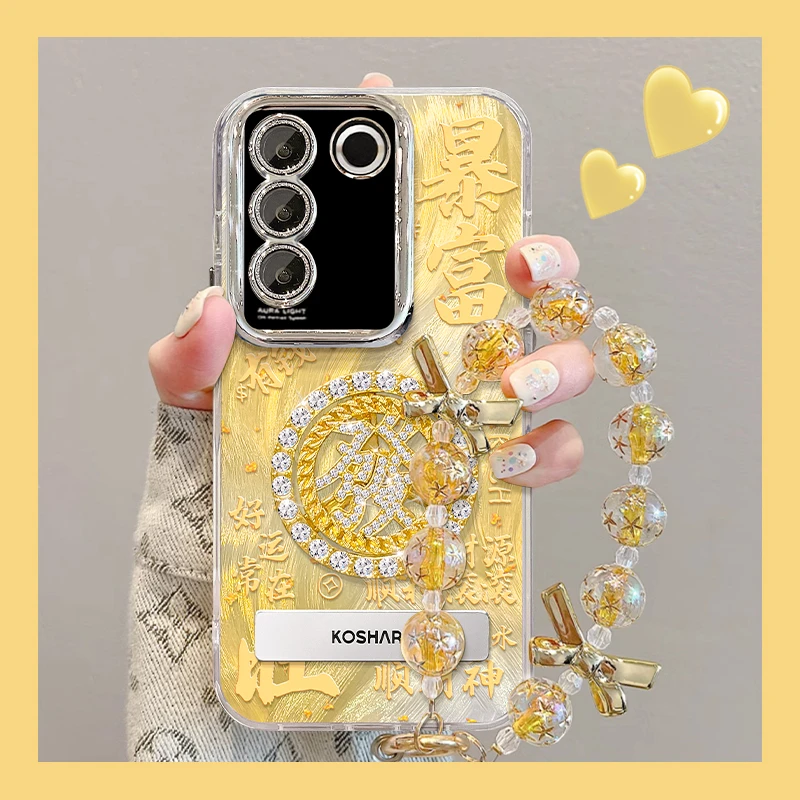 适用于VIVOS16Pro暴富發转盘精孔羽纱壳女手机壳防摔保护