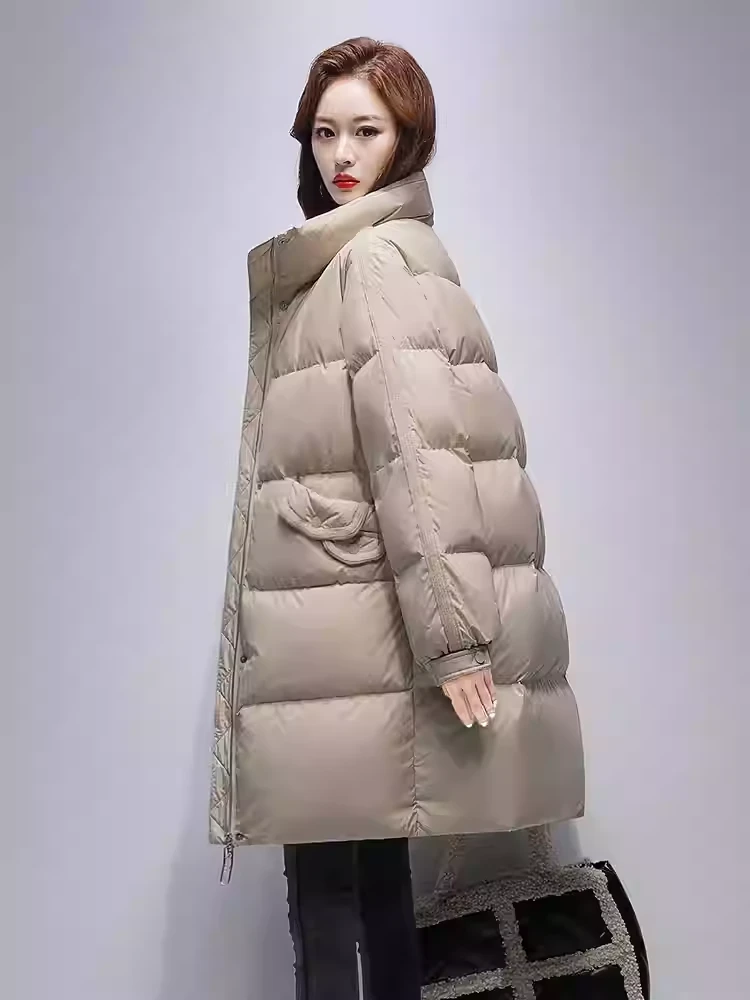 TNSNOWZD时尚休闲连帽宽松韩版加厚保暖中长款羽绒服83150A1114