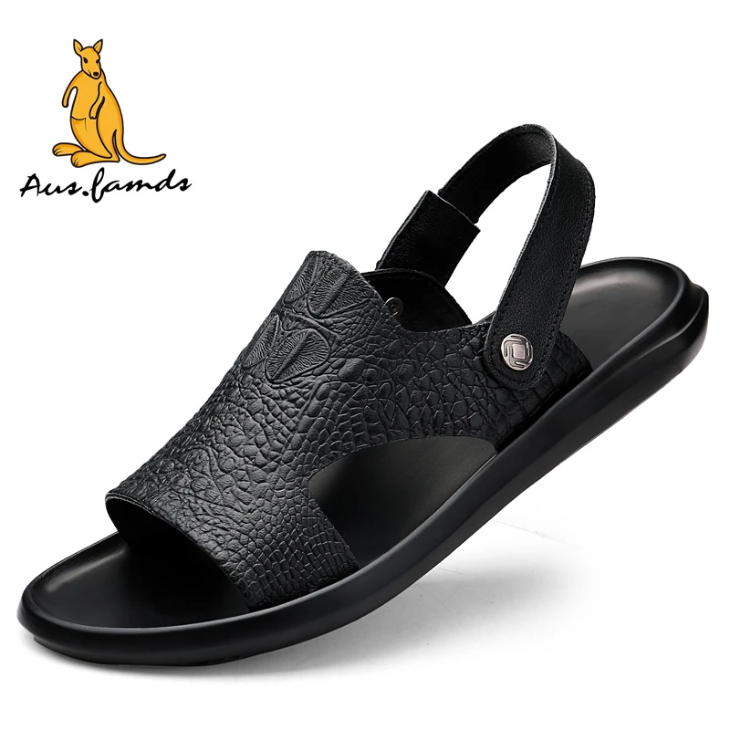 澳洲名袋鼠夏季透气凉鞋男士休闲软底两穿沙滩鞋舒适时尚户外拖鞋