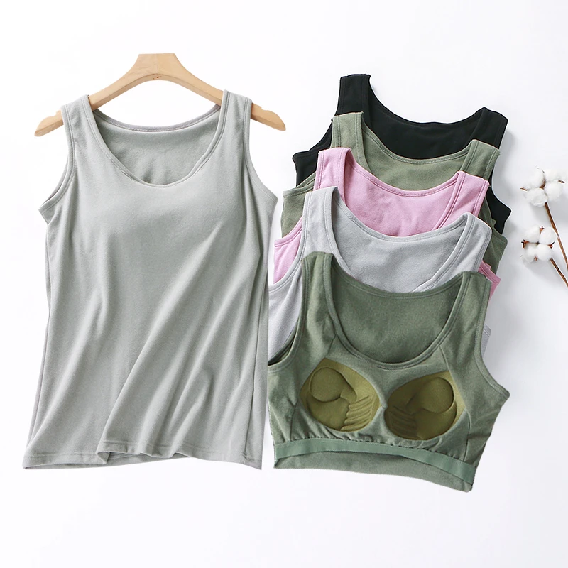 双面磨绒杯罩一体保暖背心女冬季加厚德绒带杯垫吊带打底内搭上装