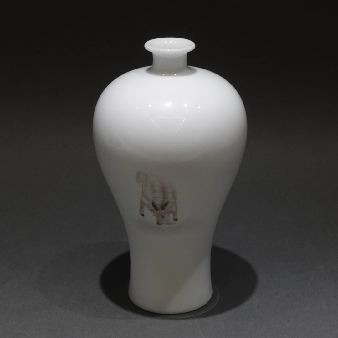 仿清牧羊图白瓷梅瓶|纯手工1980年代老胎