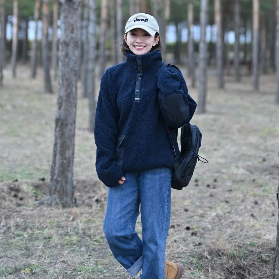 【平措专属】Jeep套头户外抓绒卫衣男女同款宽松加厚加绒保暖秋冬