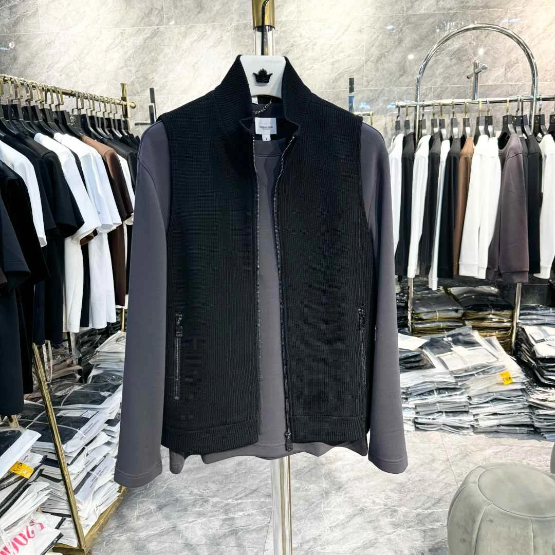 66229 秋季立领马甲针织纯色简约百搭拉链马甲潮流单品