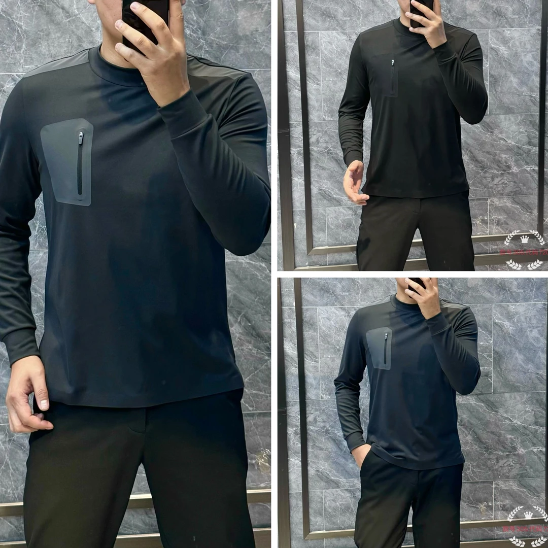 24736 户外简约高级百搭圆领短袖体恤立体裁剪拼接撞色运动T恤男