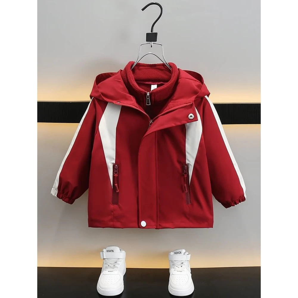 么么新款童装冲锋衣儿童时髦帅气三合一可拆卸外套小男孩户外JYT