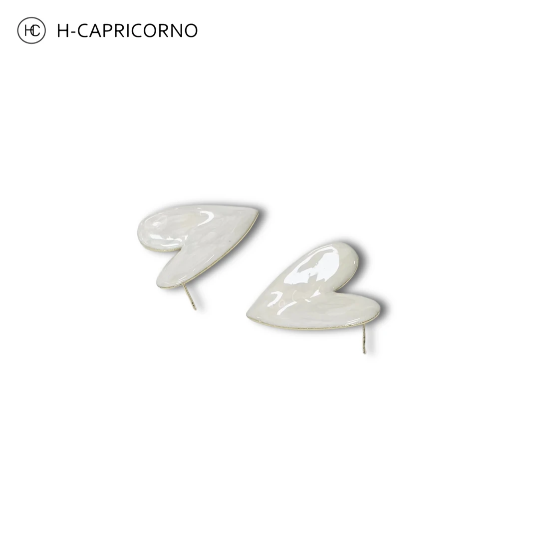 合金耳饰 H-CAPRICORNO滴釉大白爱心大耳环耳钉耳饰