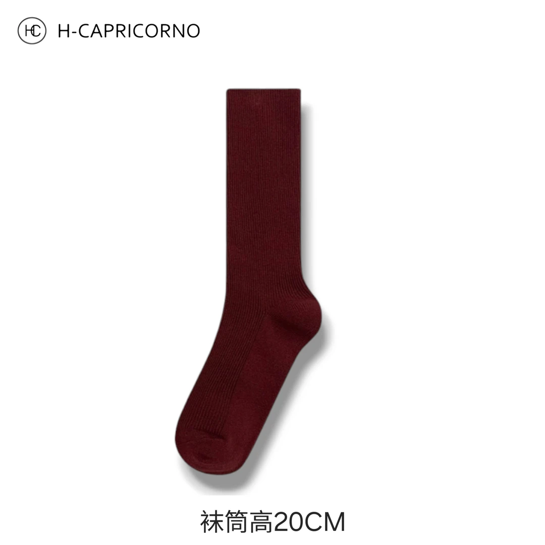 H-CAPRICORNO干爽呼吸感肌理坑条堆堆袜时髦搭款中筒袜
