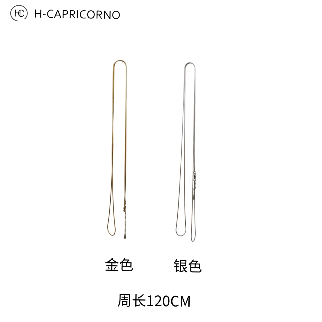 钛钢项链 H-CAPRICORNO镀18K金圆蛇骨素金长款钛钢项链长项链
