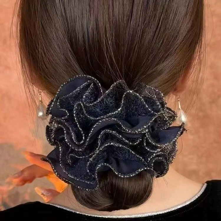 蕾丝蓬松发绳高弹力网纱头花头饰扎发圈头绳洋气时尚饰品大肠圈