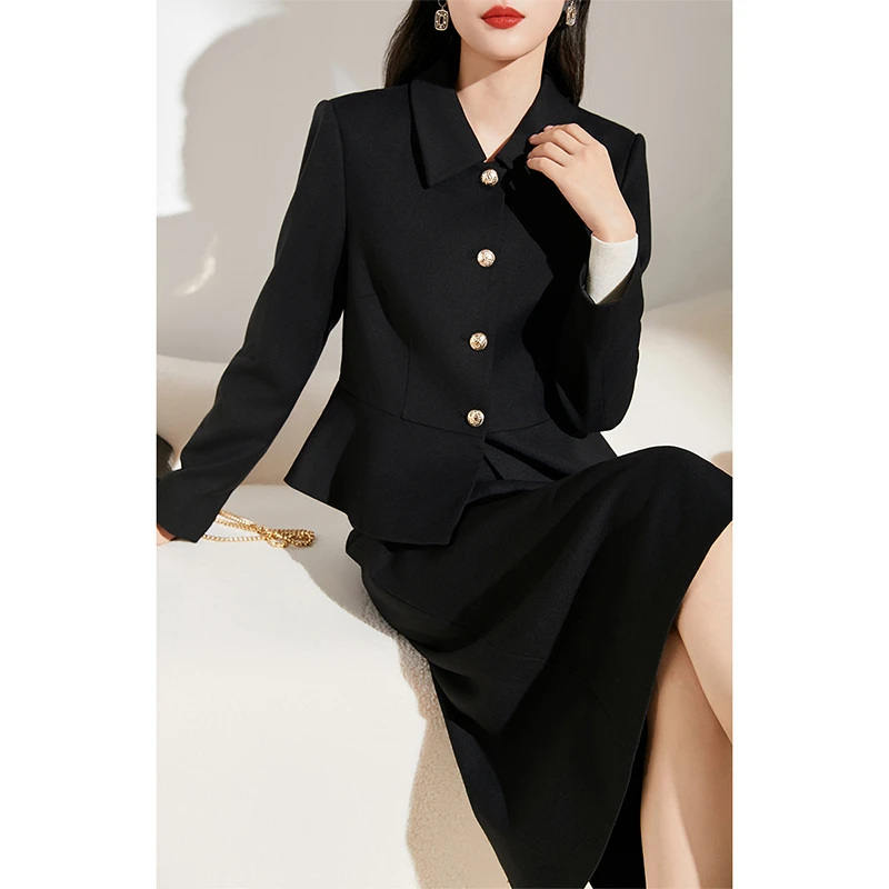 【政厅风套装】绵羊毛两件套25秋女新款 爵美赫本外套+显瘦半身裙