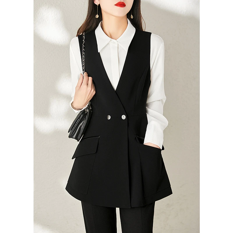琎口醋酸面料 立裁收腰显瘦无袖西装马甲外套女百搭叠穿2025秋季