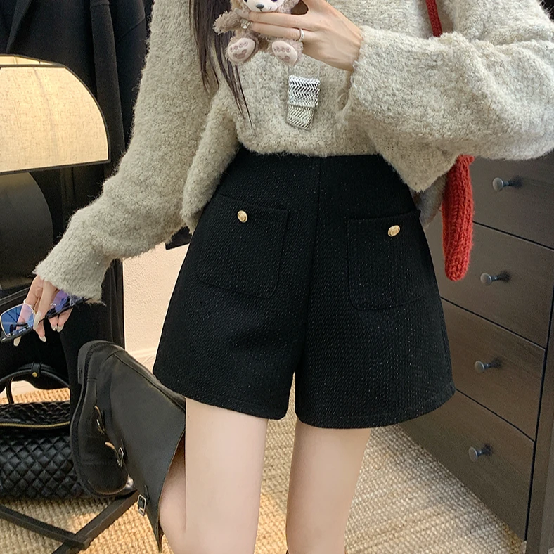 2024秋冬装新款大码胖mm显瘦显腿长加厚高腰百搭短裤辣妹潮