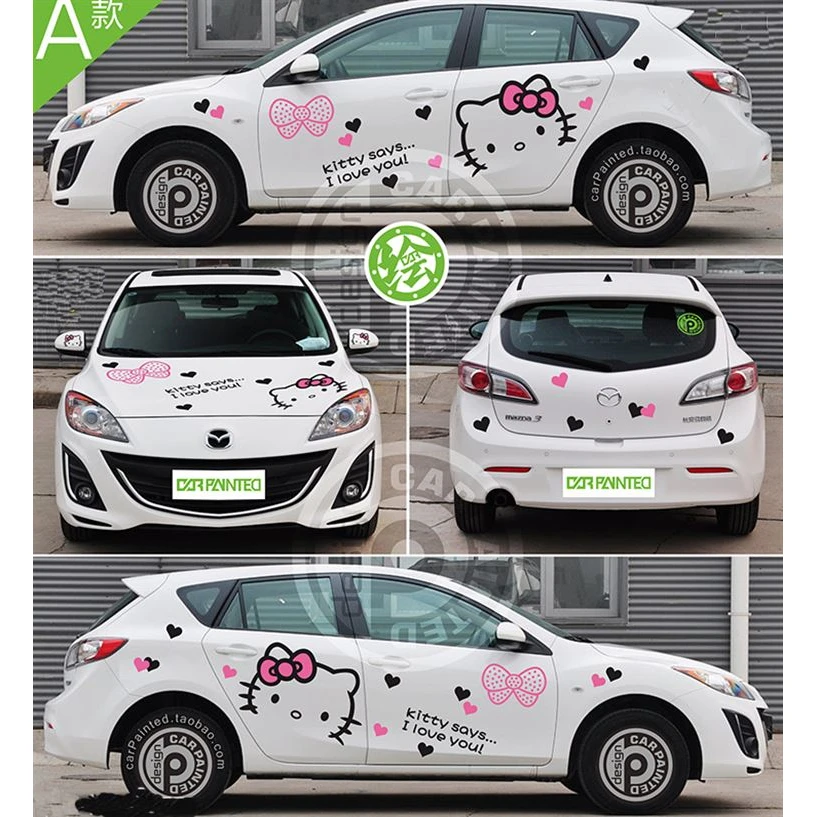 Hello Kitty卡通全车贴纸整车贴汽车拉花装饰贴个性车贴KT猫