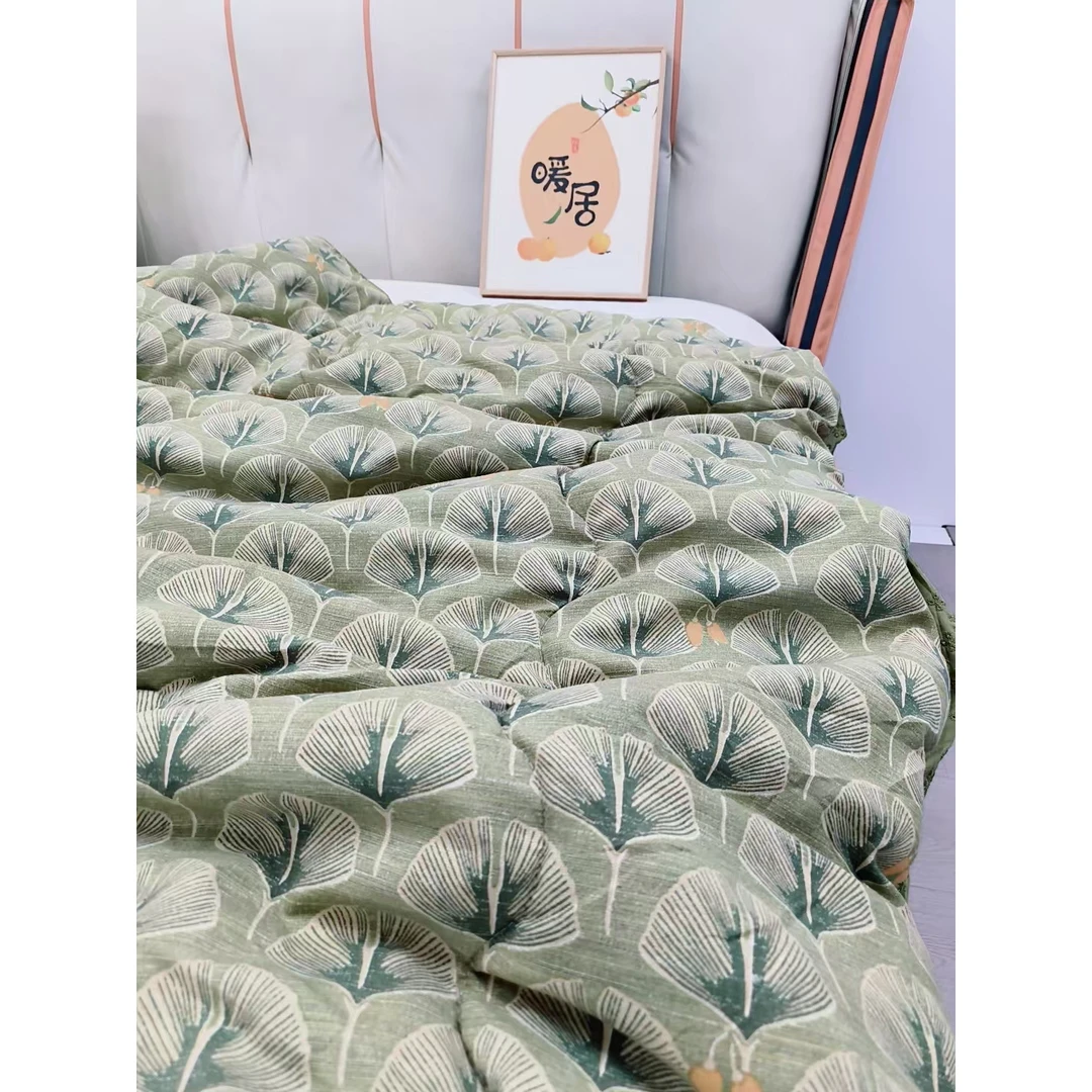 【花边款 银杏海绿】200/230cm加厚保暖云锦棉大豆被舒适透气可机洗