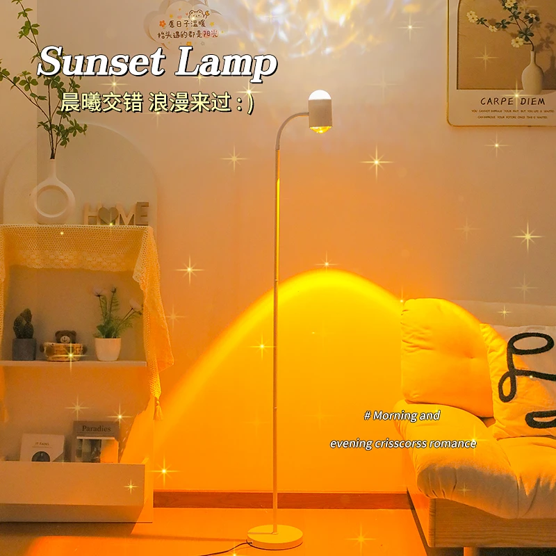 网红直播间双头夕阳红水波纹氛围灯客厅卧室落日水纹落地LED投影