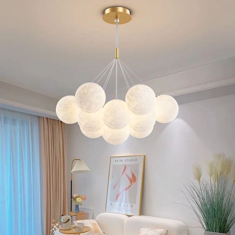 吊灯客厅书房简约主卧月球灯北欧创意餐厅儿童房网红星球中山灯具
