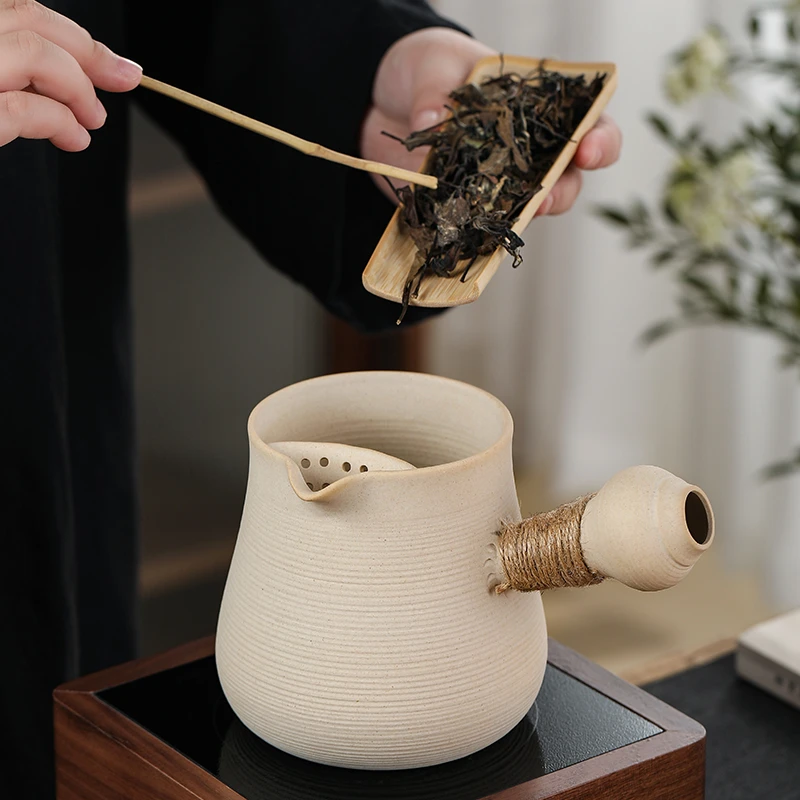 手拉侧把罐罐煮茶器围炉煮茶复古带过滤烤茶泡茶器650毫升
