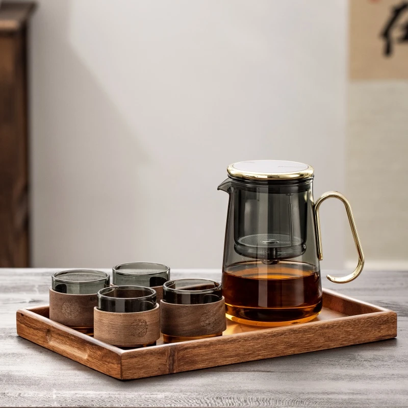 2024新款邦田飘逸杯透明高档轻奢耐热玻璃茶水分离一键过滤泡茶壶
