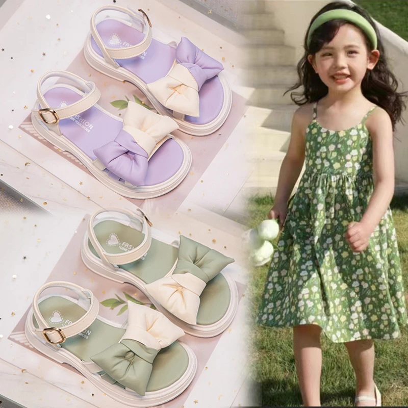 儿童鞋子女孩学生中大童公主沙滩鞋女童凉鞋2024新款夏款洋气H606