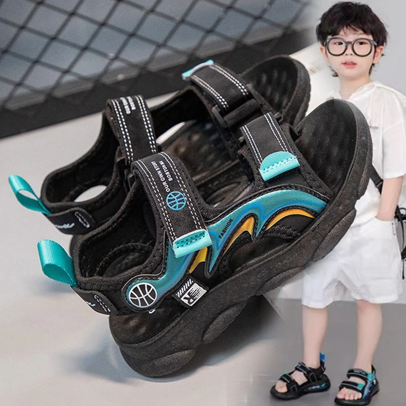 儿童男童凉鞋2024新款夏季儿童鞋中大童软底防滑帅气沙滩鞋ZG989