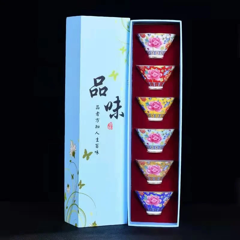 茶具/Tea set 珐琅彩陶瓷茶具礼盒装扒花功夫茶碗茶杯摆件描金