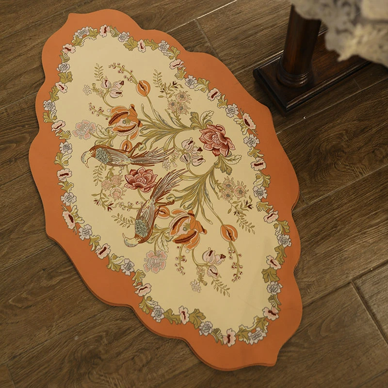 美式田园锦色意境花鸟硅藻泥吸水地垫浴室垫50*80cm