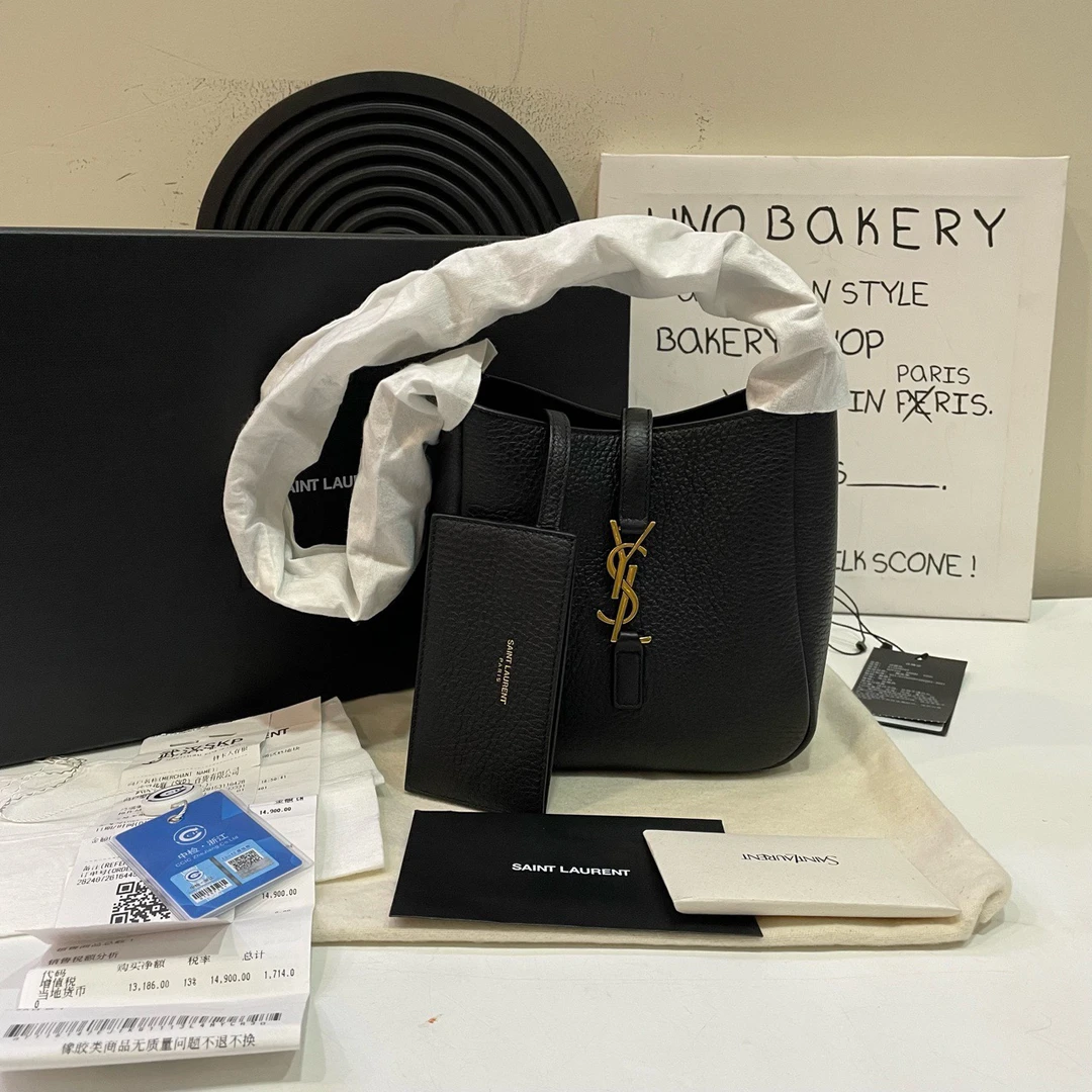 99新 YSL/圣罗兰 【蔡包紫】黑色新款mini hobo腋下包
