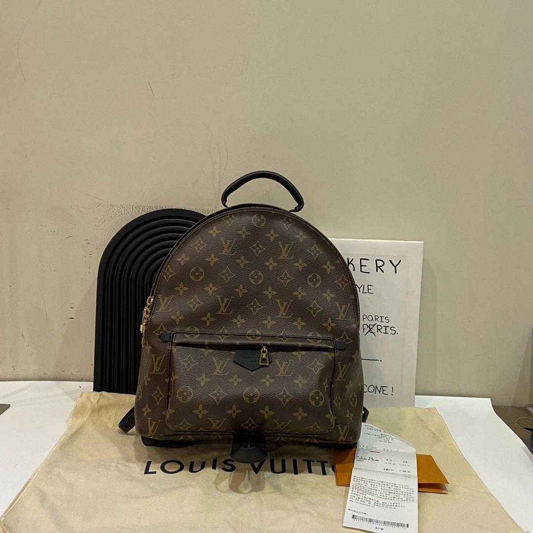 95新 LouisVuitton/路易威登 【蔡包紫】老花双肩包中号/9474760