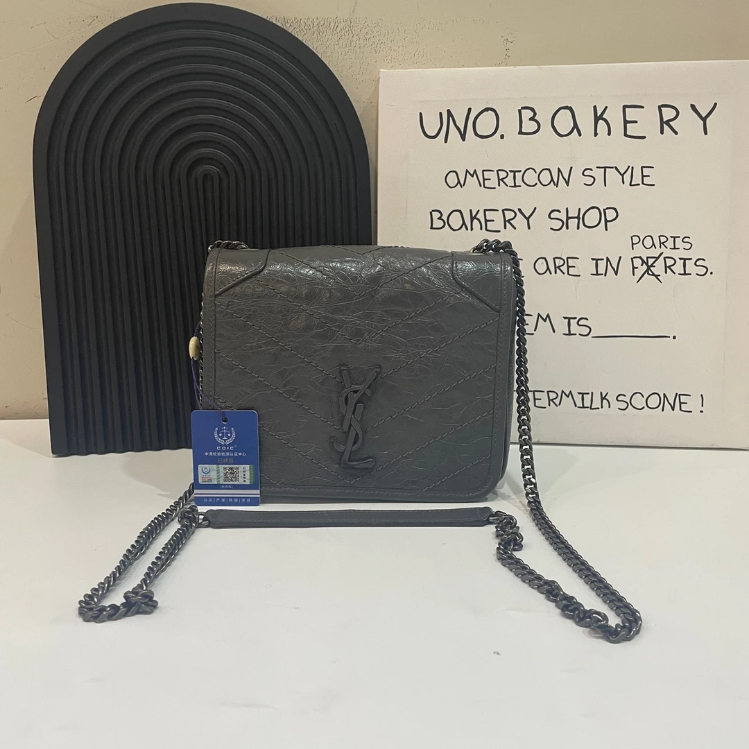 95新 YSL/圣罗兰 【蔡包紫】灰色niki bb mini/8883820