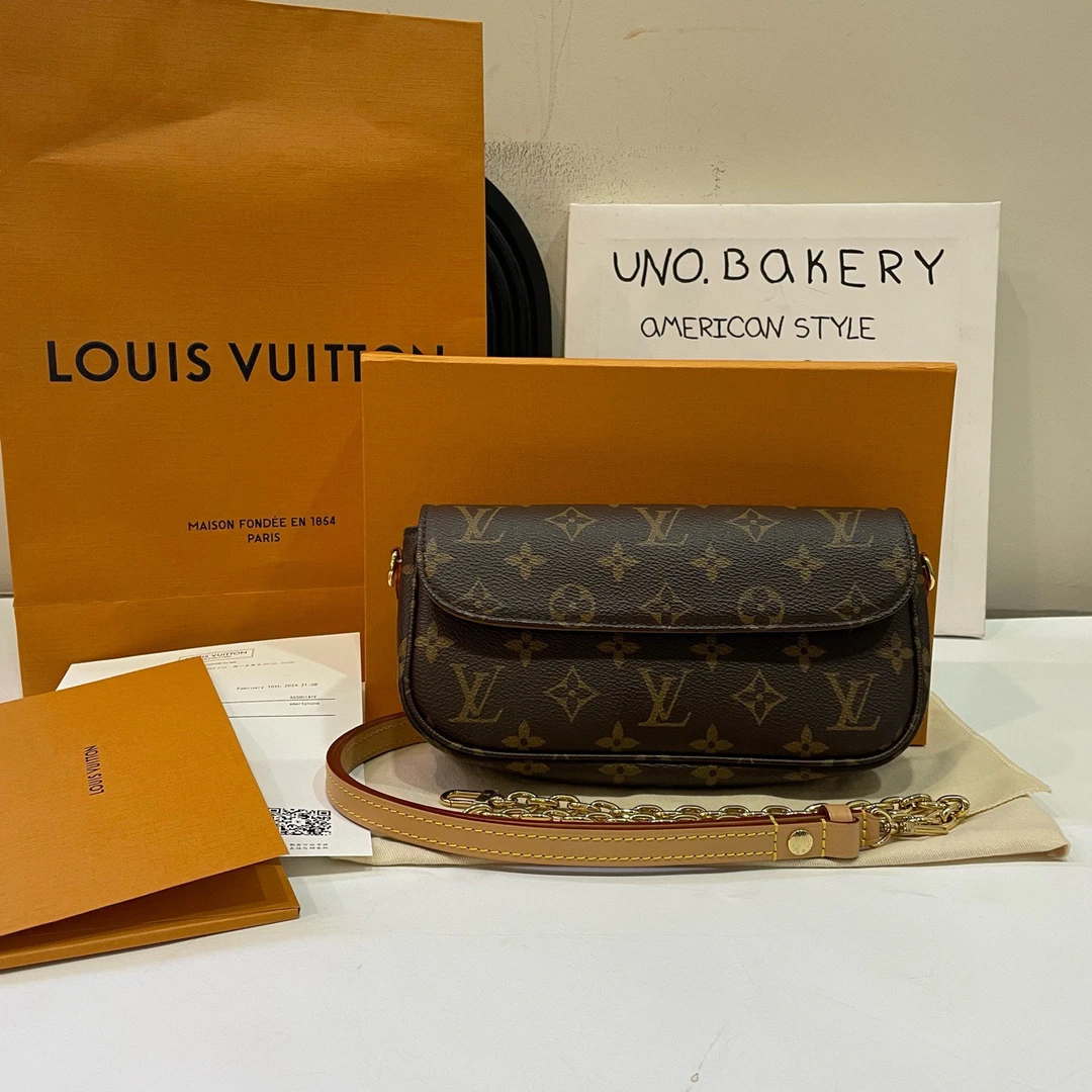 99新 LouisVuitton/路易威登 【蔡包紫】老花ivy