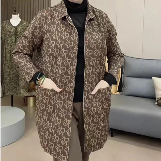 秋季新款时尚印花百搭显瘦风衣2483