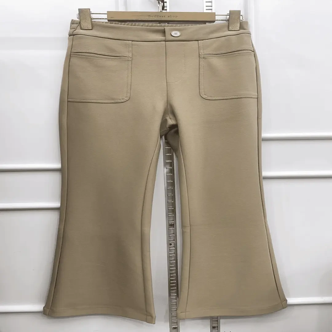 Y5276微喇裤女春新款显瘦高腰坠感韩版西装直筒喇叭休闲裤子长裤