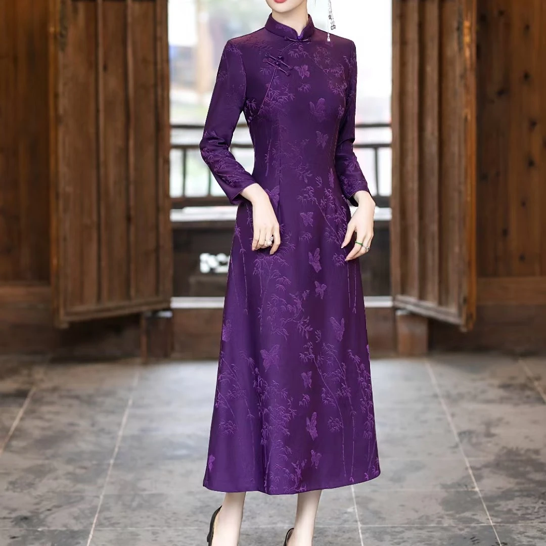 〔薰依/AS9〕旗袍长裙复古改良高腰显瘦气质新中式连衣裙秋冬春新款