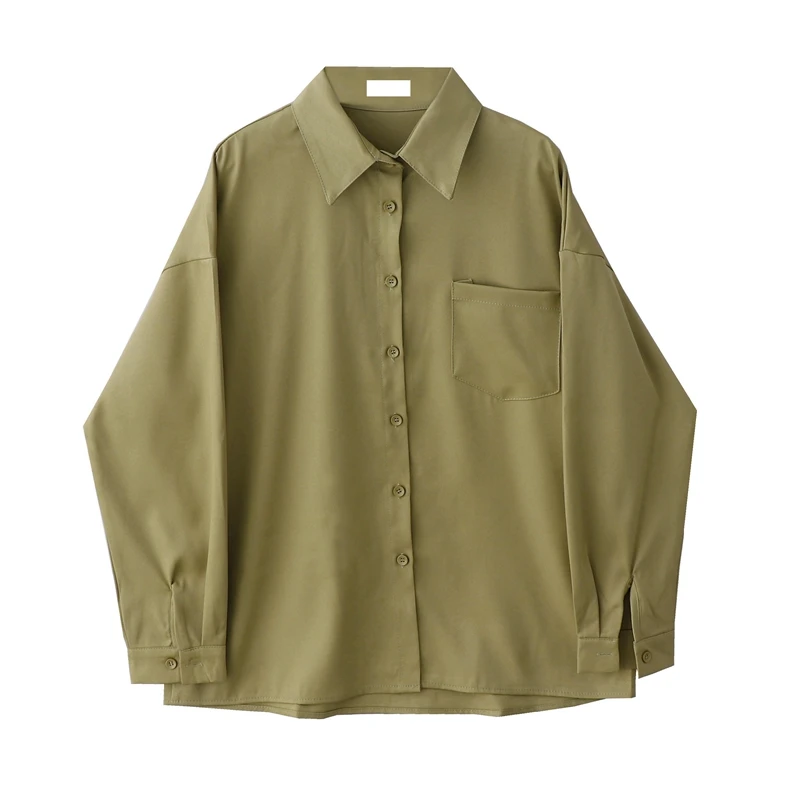 自制抗皱百搭垂感衬衫女2025早春新款宽松纯色长袖设计感小众衬衣