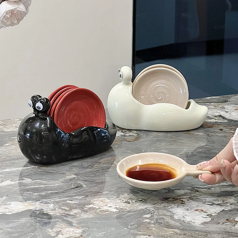 创意蜗牛造型小碟子家用好物套装可收纳调味碟陶瓷小盘子酒店白瓷