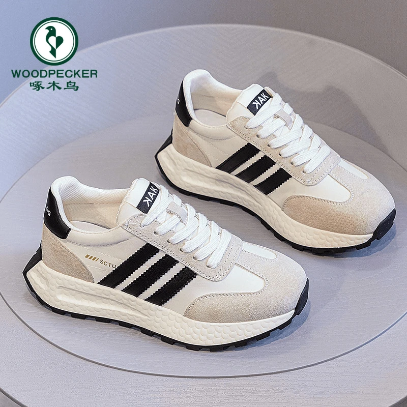 啄木鸟厚底华夫阿甘鞋女2024春季新款百搭休闲老爹鞋超火运动鞋女