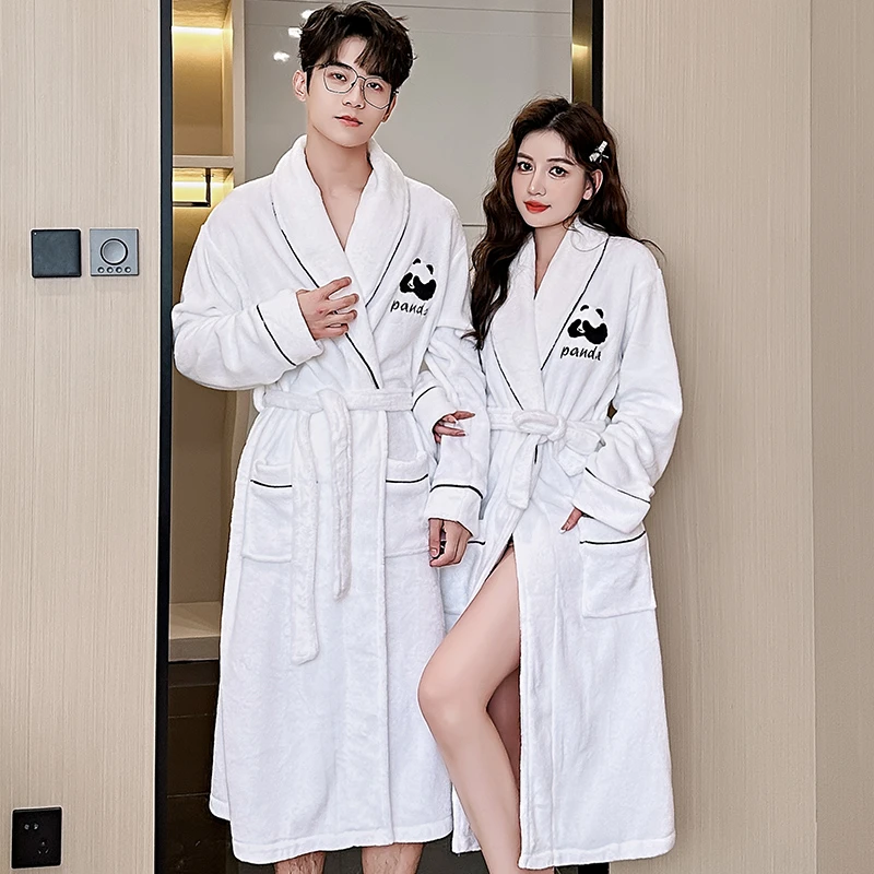睡衣女士睡袍长款加厚加绒秋冬情侣法兰绒保暖浴袍男士家居服冬季