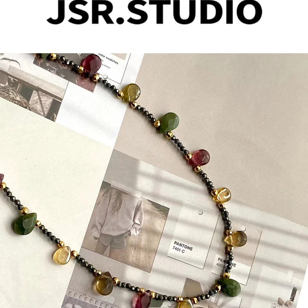 非金属仿水晶吊坠 JSR studio 轻奢彩色百搭时尚项链精美手工气质