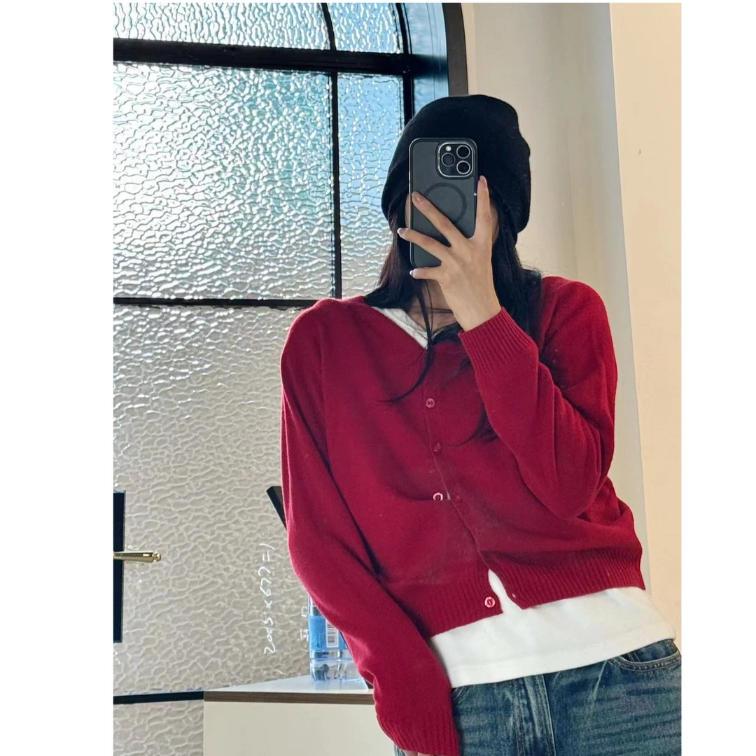 JSR studio 羊毛圆领纯色开衫