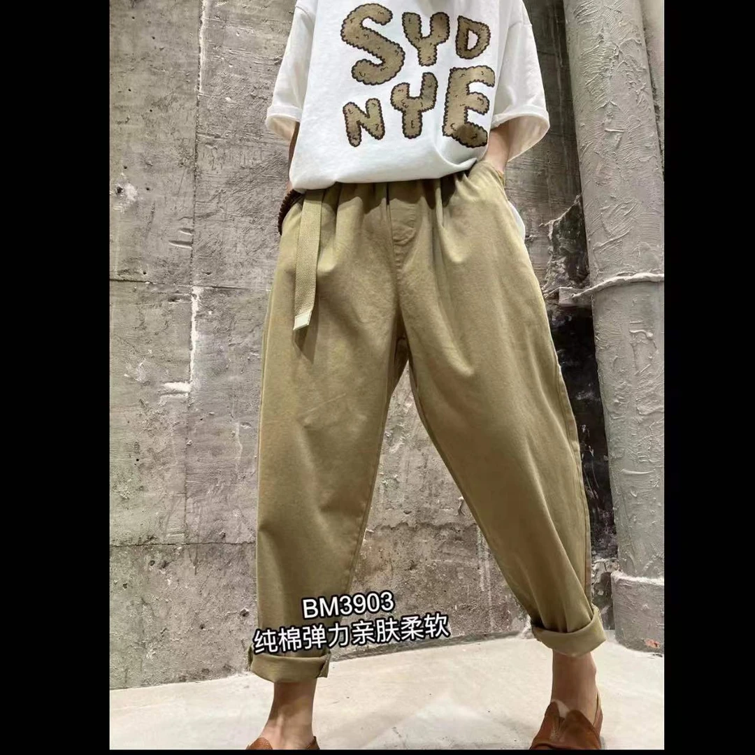 （FH）3903春夏款水洗棉时尚百搭休闲裤 爆款宽松纯色韩版潮流显瘦