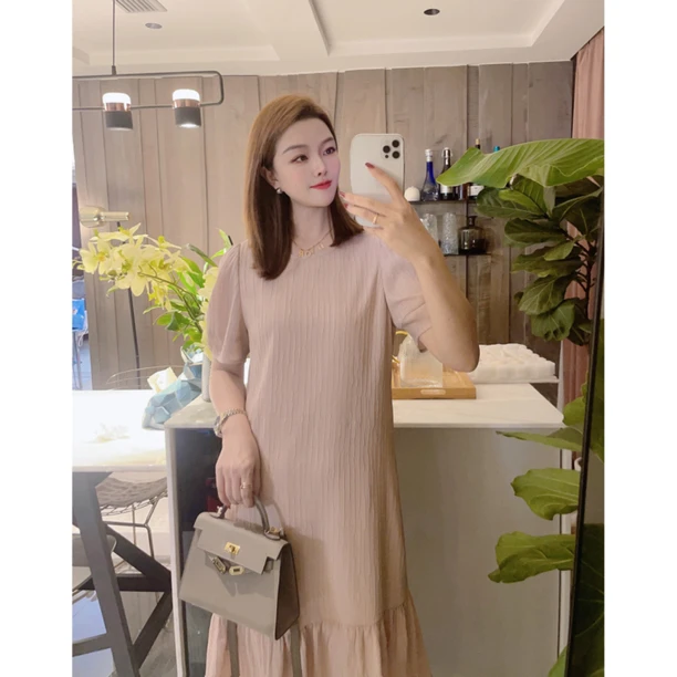 ROBELLE夏季新款显瘦小黑裙时尚气质韩版宽松遮肉显瘦中长款裙子