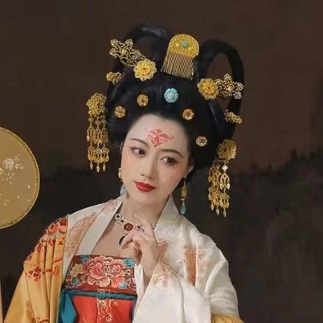 合金发饰 【霜翎阁古风唐风汉服供养人复原插梳发簪博鬓套装配饰