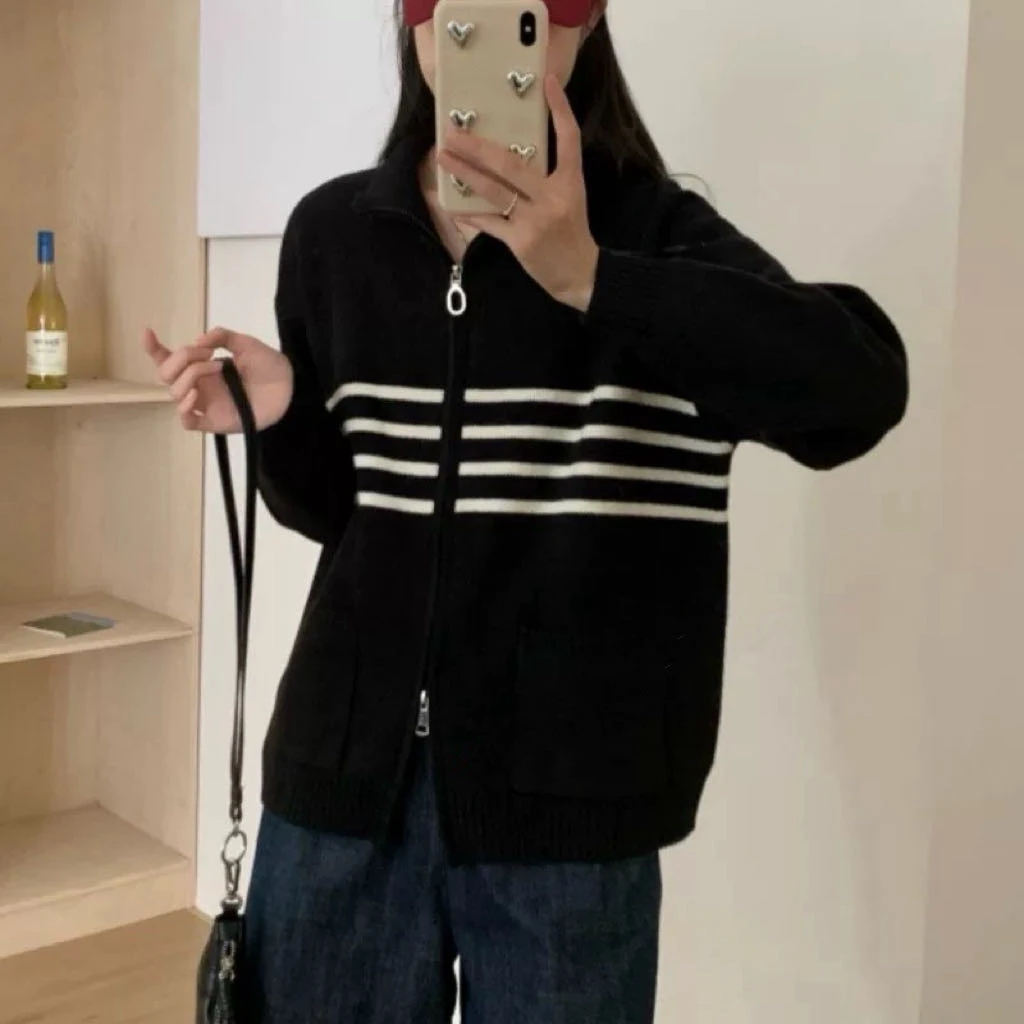 66008 时尚百搭宽松韩版长袖针织衫