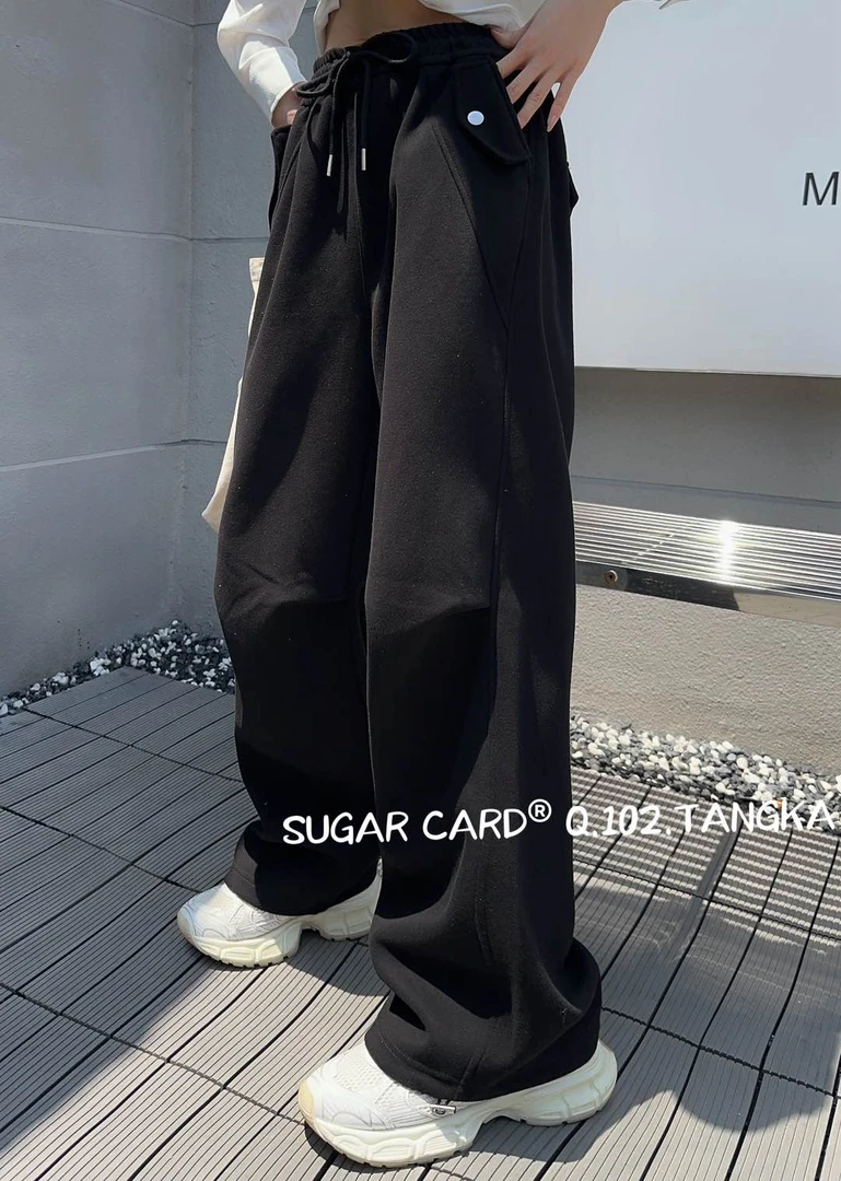 102 百搭时尚宽松前后带扣休闲裤