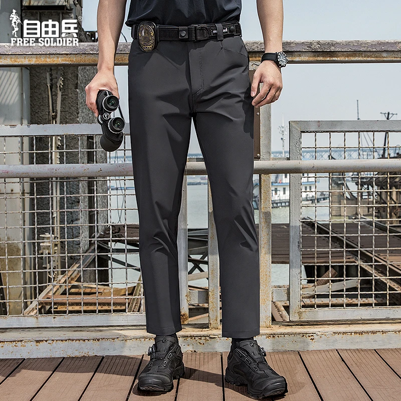 自由兵挑战者夏季速干裤男超薄弹力裤直筒户外休闲冰凉薄款