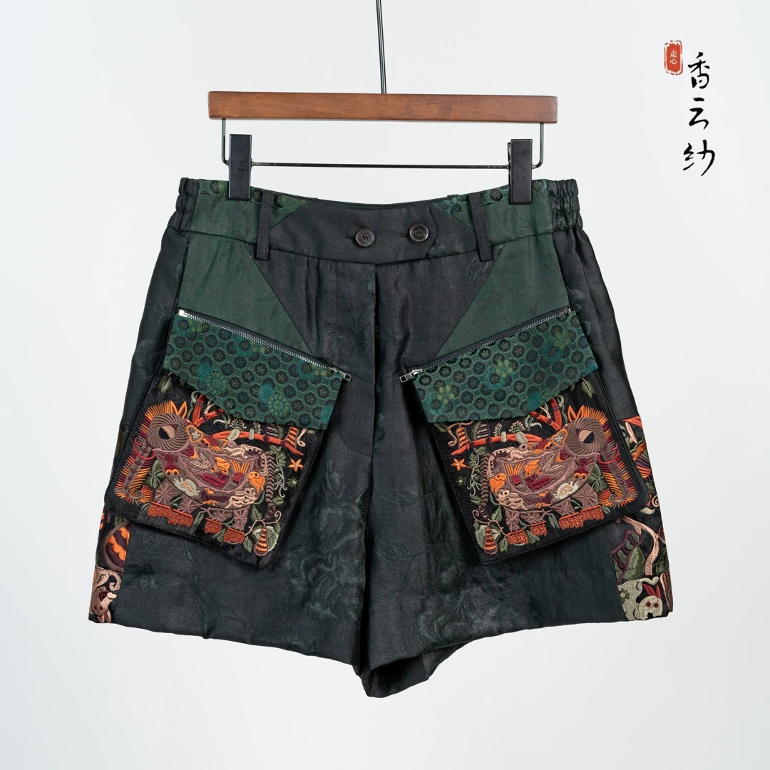 【走心非遗】香云纱短裤24Z00904气质休闲阔腿高档桑蚕丝舒适