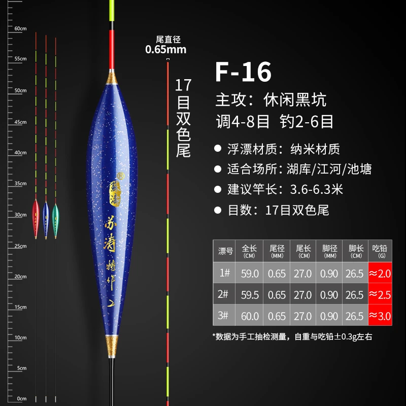 F16 ，60长黑坑休闲综合浮漂
